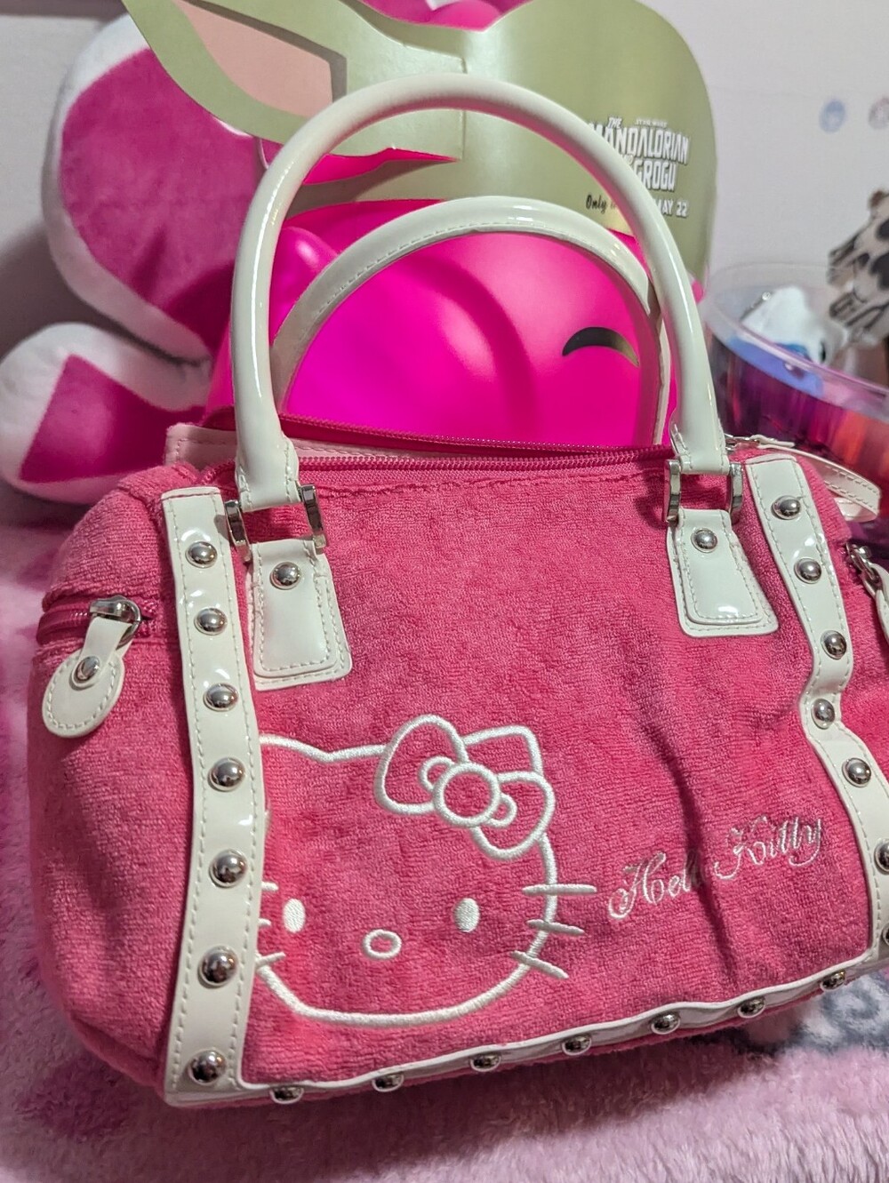 Hello Kitty Pink and White Studded Satchel